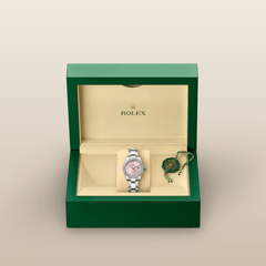 Lady-Datejust Oyster, 28 mm, Oystersteel, Weißgold und Diamanten
