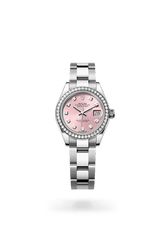 Lady-Datejust Oyster, 28 mm, Oystersteel, Weißgold und Diamanten