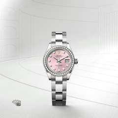 Lady-Datejust Oyster, 28 mm, Oystersteel, Weißgold und Diamanten