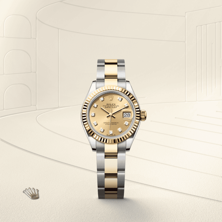 Lady-Datejust Oyster, 28 mm, Oystersteel und Gelbgold