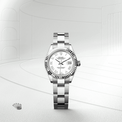 Lady-Datejust Oyster, 28 mm, acier Oystersteel et or gris