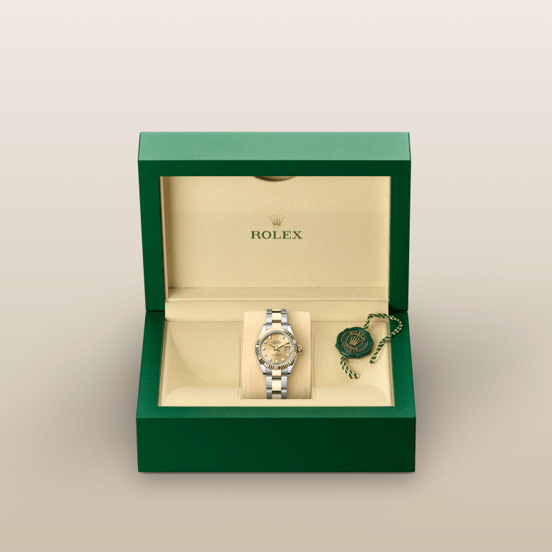 Lady-Datejust Oyster, 28 mm, Oystersteel und Gelbgold