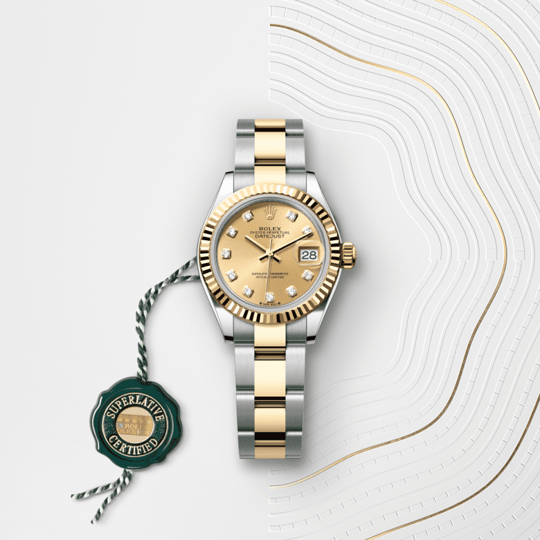 Lady-Datejust Oyster, 28 mm, Oystersteel und Gelbgold