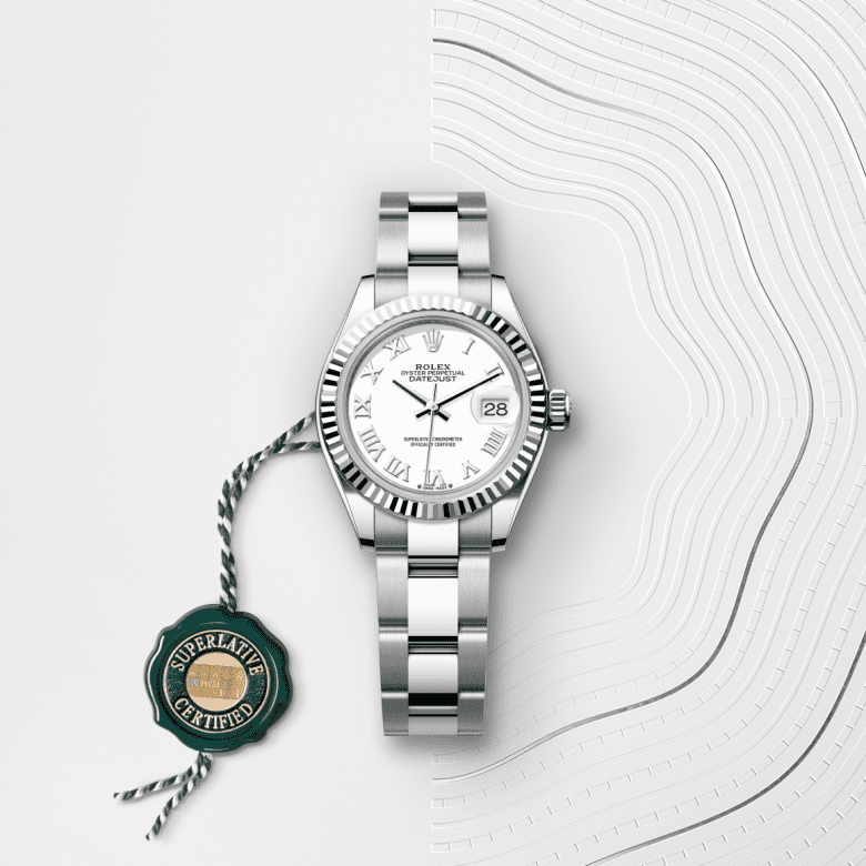 Lady-Datejust Oyster, 28 mm, acier Oystersteel et or gris
