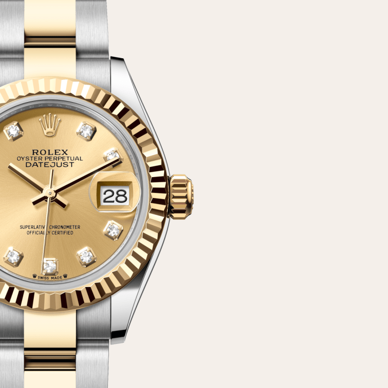 Lady-Datejust Oyster, 28 mm, Oystersteel und Gelbgold