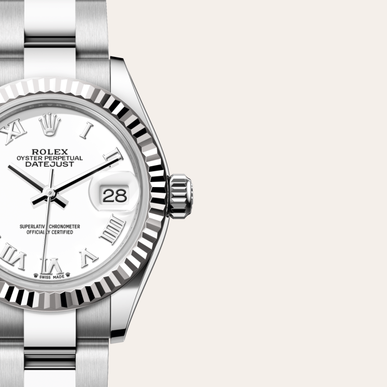 Lady-Datejust Oyster, 28 mm, acier Oystersteel et or gris