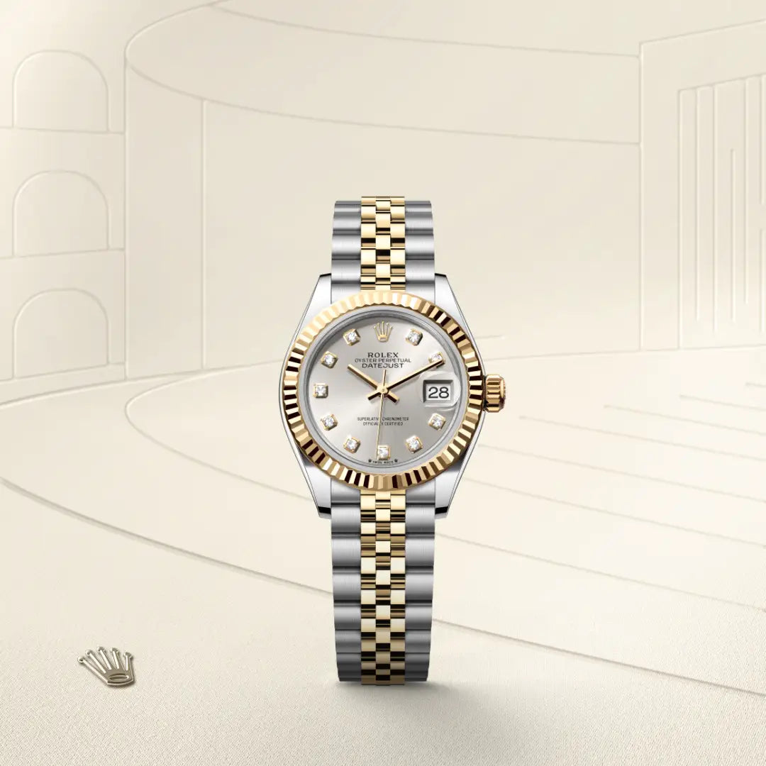 Lady-Datejust Oyster, 28 mm, Oystersteel und Gelbgold