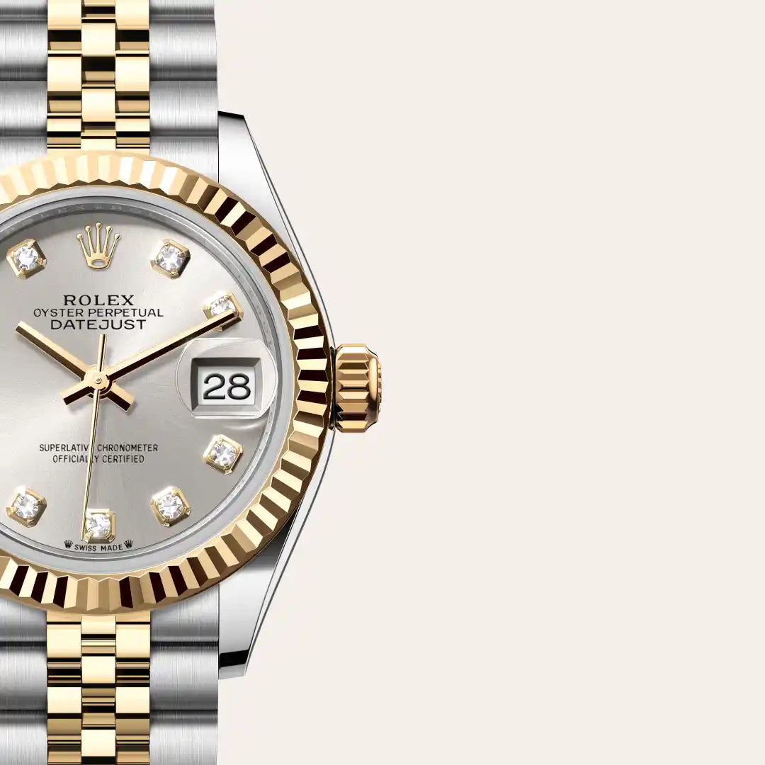 Lady-Datejust Oyster, 28 mm, Oystersteel und Gelbgold