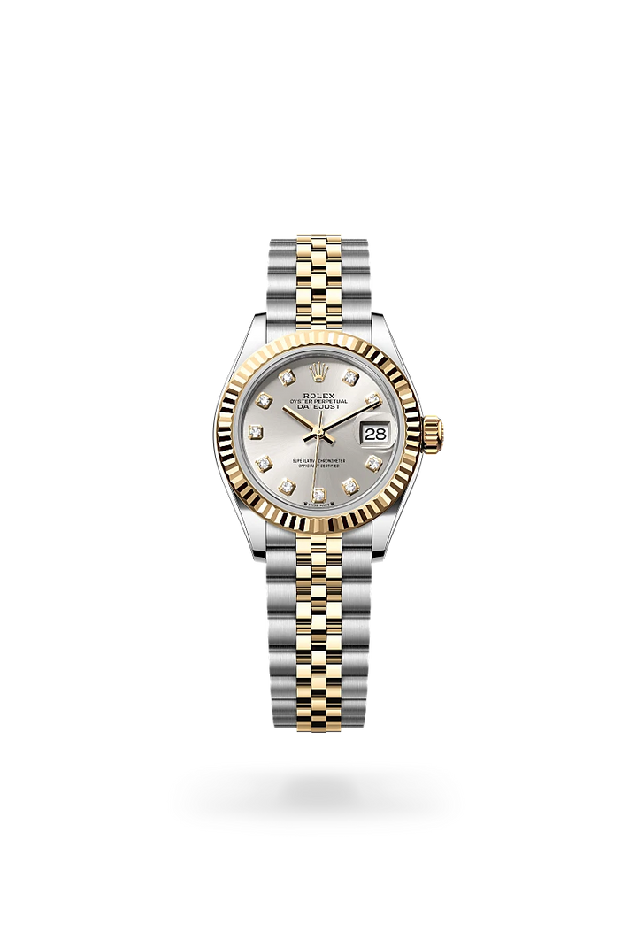 Lady-Datejust Oyster, 28 mm, Oystersteel und Gelbgold