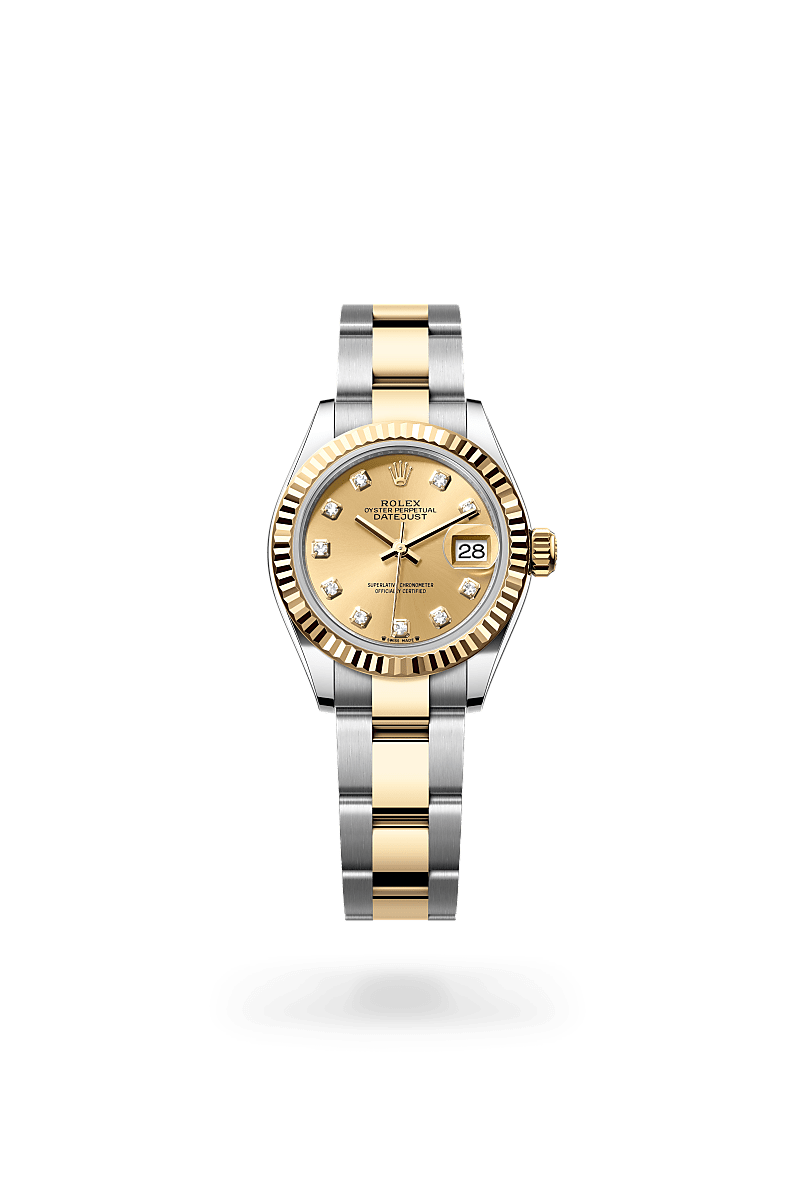 Lady-Datejust Oyster, 28 mm, Oystersteel und Gelbgold