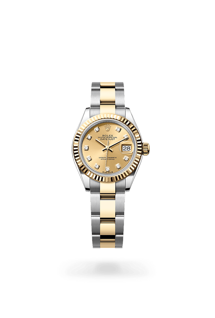 Lady-Datejust Oyster, 28 mm, Oystersteel und Gelbgold