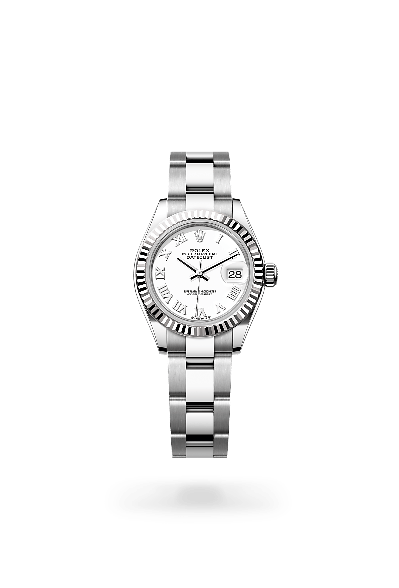 Lady-Datejust Oyster, 28 mm, acier Oystersteel et or gris