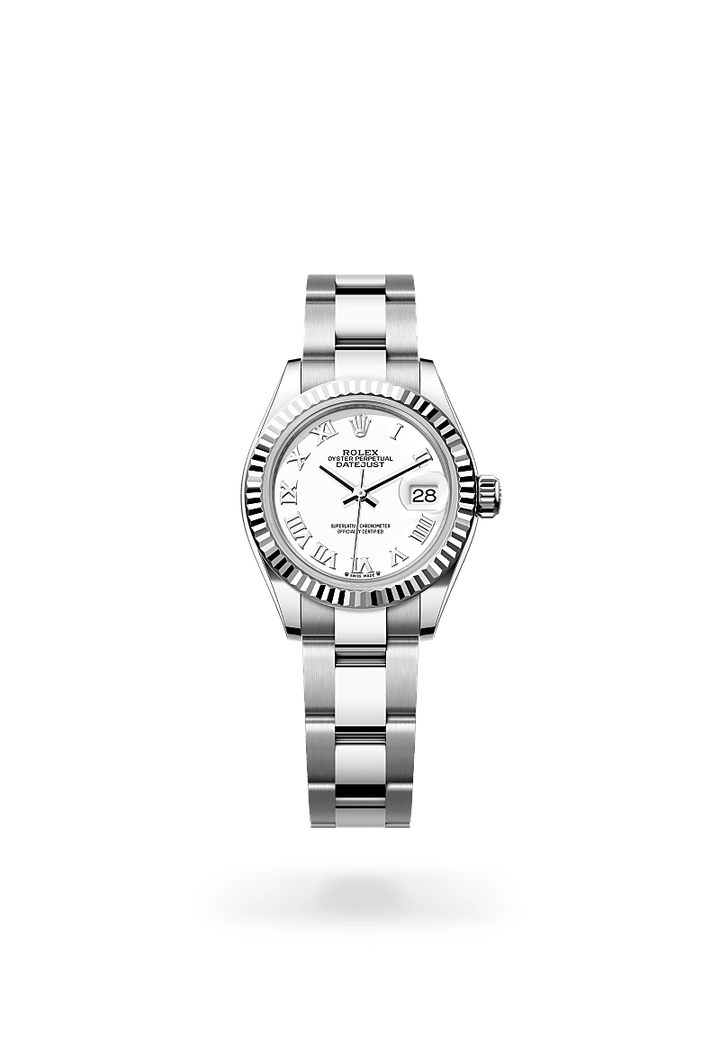 Lady-Datejust Oyster, 28 mm, acier Oystersteel et or gris