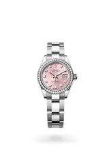 Lady-Datejust Oyster, 28 mm, Oystersteel, Weißgold und Diamanten